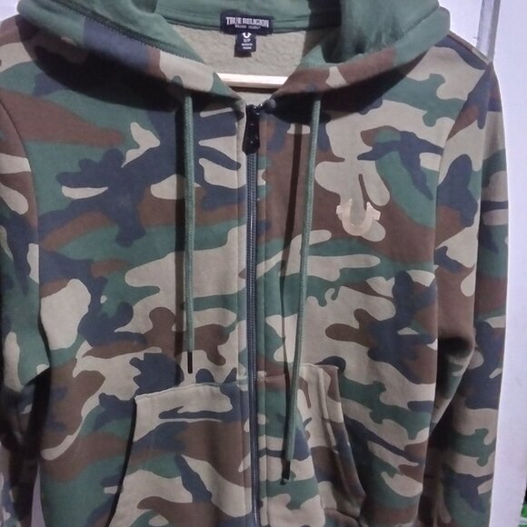 True Religion Budda Camo Zip-up Hoddie Sweatjacket sz small or boy/girl - Picture 1 of 7